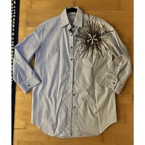 OSMAN Light Blue Blouse with Brown Embellishment